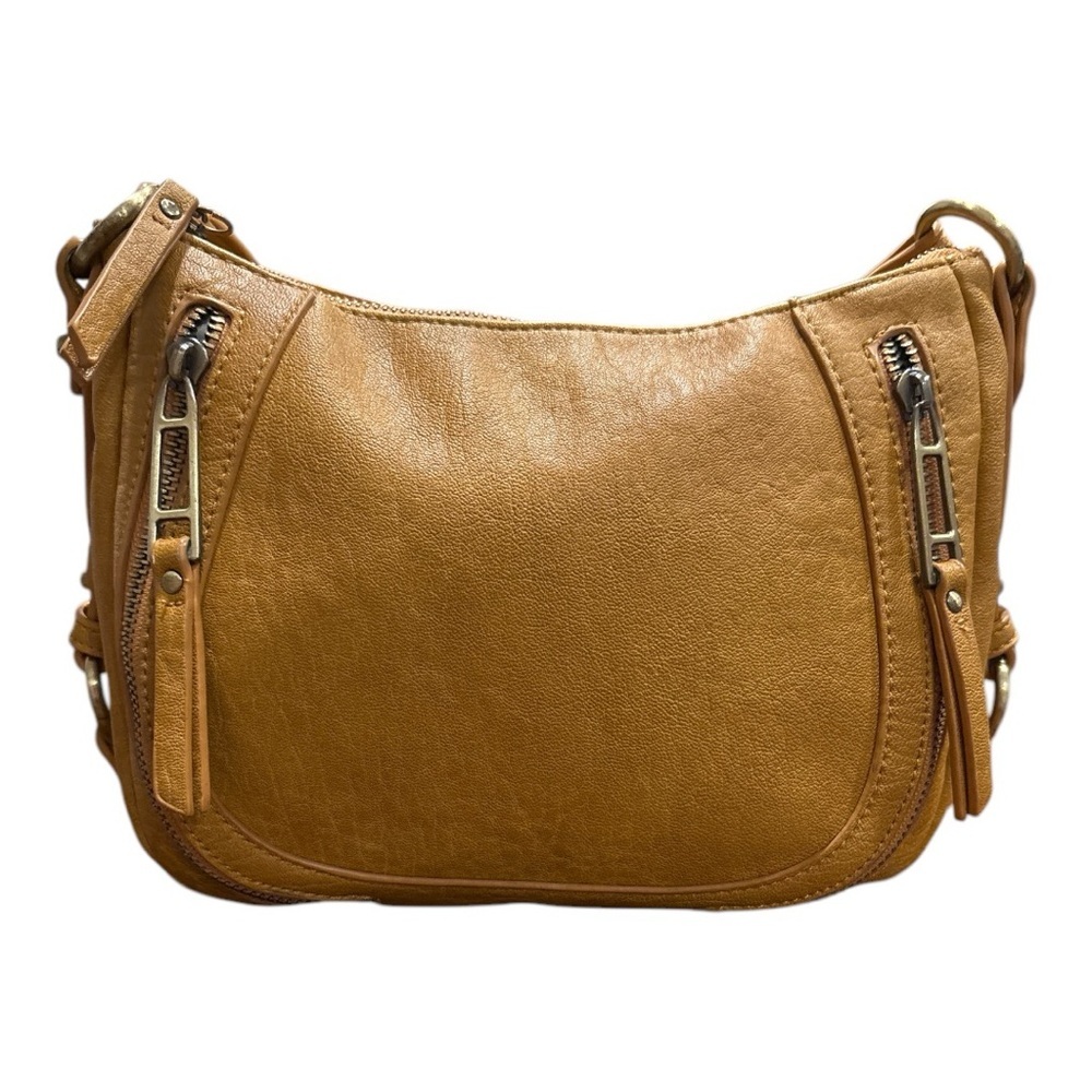Anthropologie Sadie Crossbody double front zip faux leather bag. P 14 - Picture 2 of 7